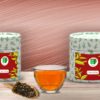 Chai Elixir: tea boxes, cup infusion, dry tea leaves