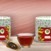 Earl Grey: tea boxes, cup infusion, dry tea leaves