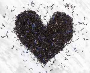 Earl Grey tea in heart shape